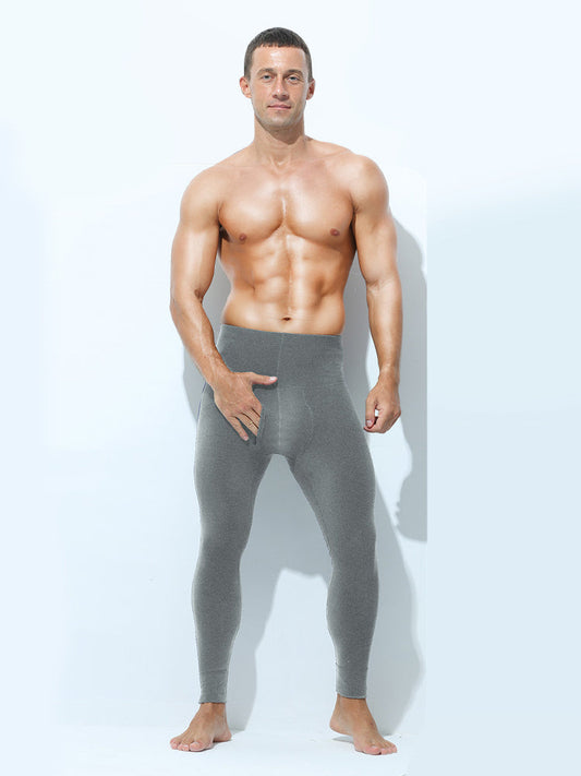 Men's High Waist Plus Fleece Cotton Warm Pants with with Fly