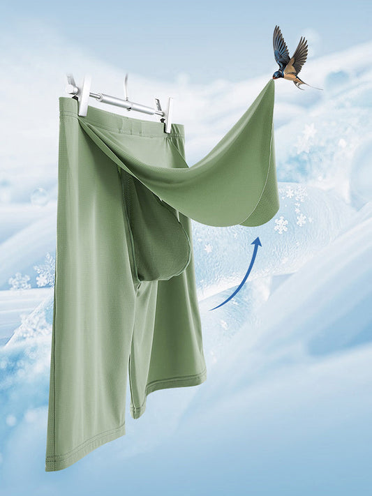 Men's Ice Silk Raised Opening Culottes Mesh Plus Length Boxer Briefs