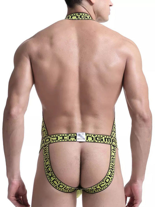 Men's Sexy Mesh U-convex Large Pouch Breathable Vest One-piece Suspender T-back