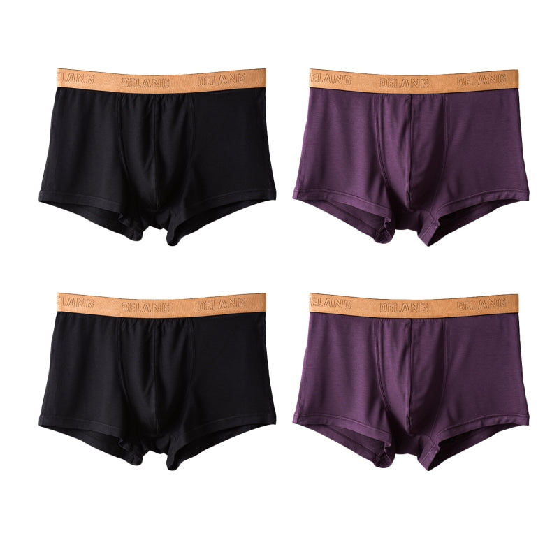 Modal Ultra-soft Solid Mid-waist Men's Boxer Briefs