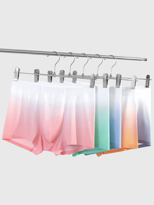 3 Pack Men's Ice Silk Gradient Quick-Dry Ultra-Thin Breathable Antibacterial Trunks