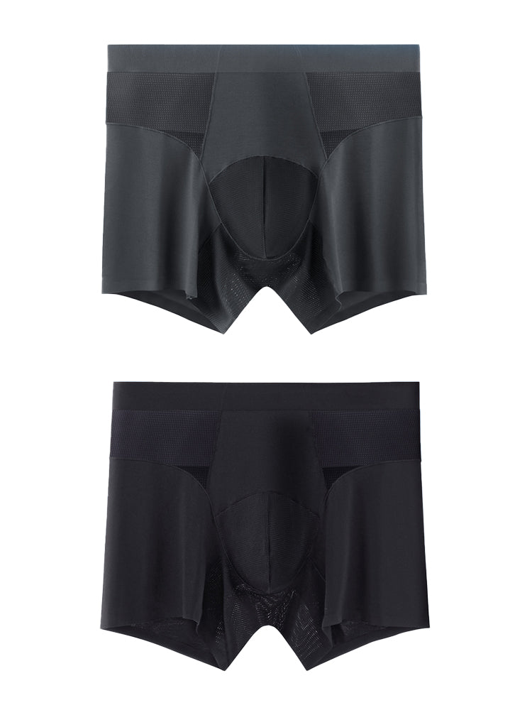 2 Pack Men's Modal Seamless Antibacterial Anti-Chafing Leg Boxers Briefs & Midway Briefs
