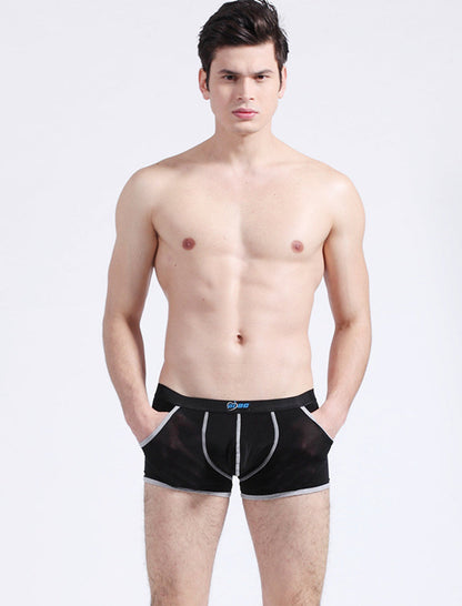 3 Pack Men's Long Leg Boxer Briefs Made of Ultra-Thin Ice Silk with Anti-Wear Elastic