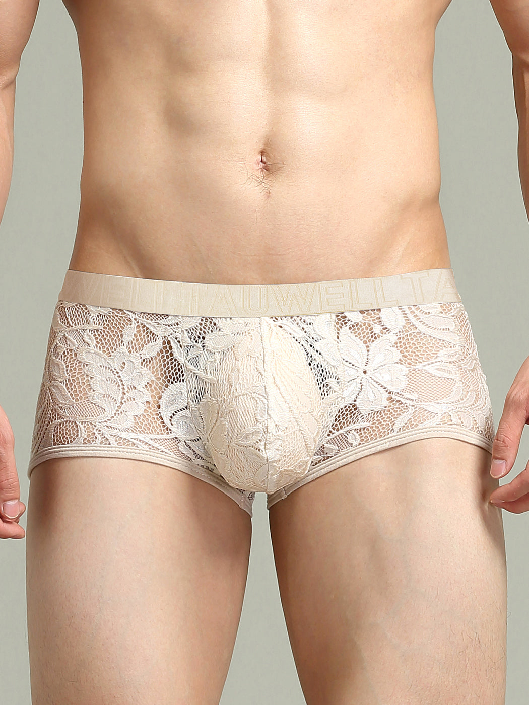 Men's Sexy Lace Semi-Sheer Trunks