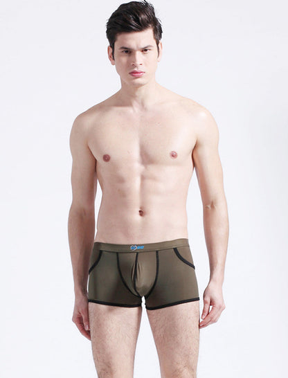 3 Pack Men's Long Leg Boxer Briefs Made of Ultra-Thin Ice Silk with Anti-Wear Elastic