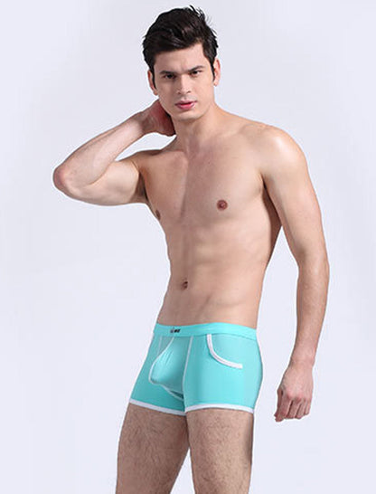 3 Pack Men's Long Leg Boxer Briefs Made of Ultra-Thin Ice Silk with Anti-Wear Elastic