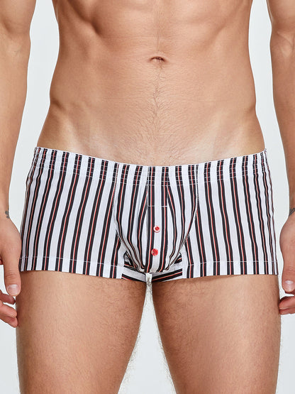 Men's Color Stripes Trunks With Button Fly