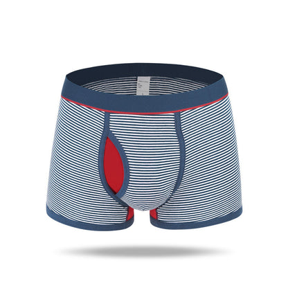 Men's Striped Cotton Sports Boxer Briefs