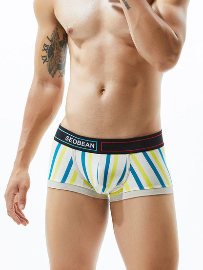 2 Pack Colorful Striped U Convex Pouch Underwear