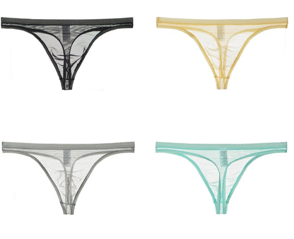 Men's Sexy Silk Mesh Bikini Thin Thong