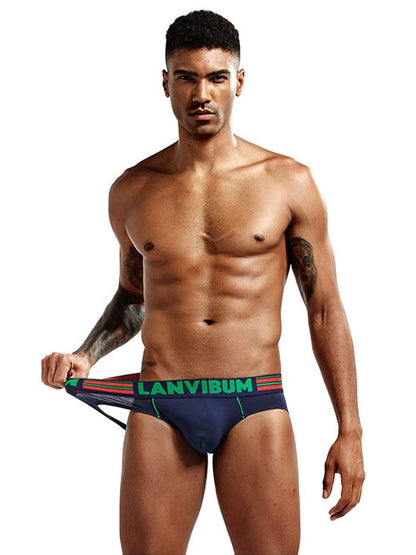 2 Pack Men's Cotton Low-Rise U-Convex Solid Color Jockstrap