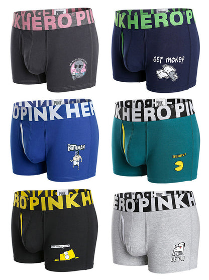 Cartoon Print Soft Cotton Trunks with Fly