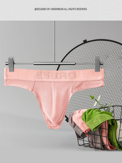 2 Pack Men's Ribbed Butt-Lifting U-Pouch Sexy Thong