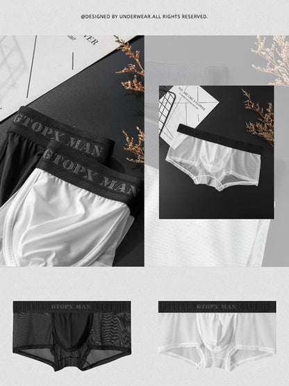 2-Pack Men's Breathable Mesh Ice Silk U-convex Low Waist Boxer Briefs