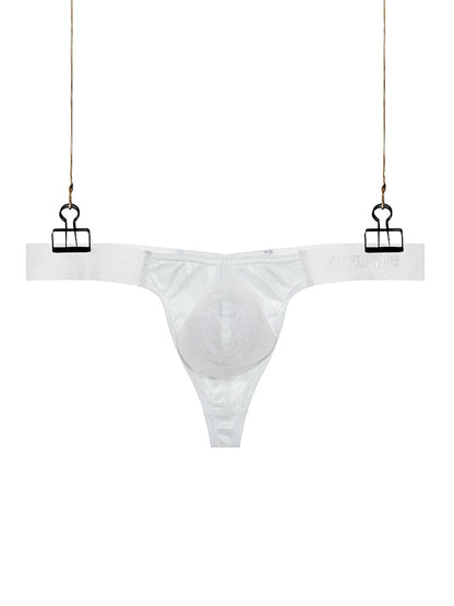 3 Pack Men's Low Waist Transparent Sexy Large Pouch Ice Silk Thong