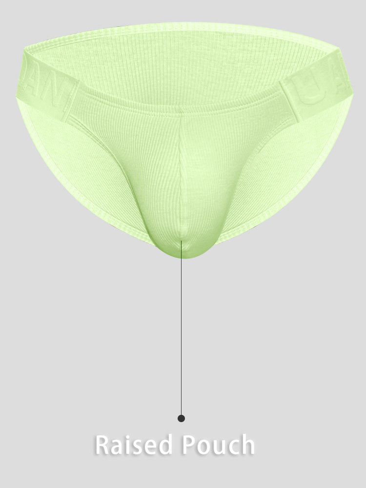 2 Pack Men's Solid Color Ribbed Cotton Sports Butt-Lifting Bikini
