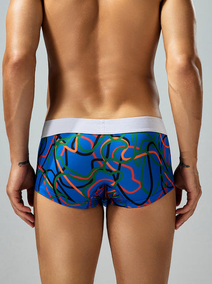 2 Pack Men's Comfortable Breathable Messy Lines Polyester Boxer Briefs