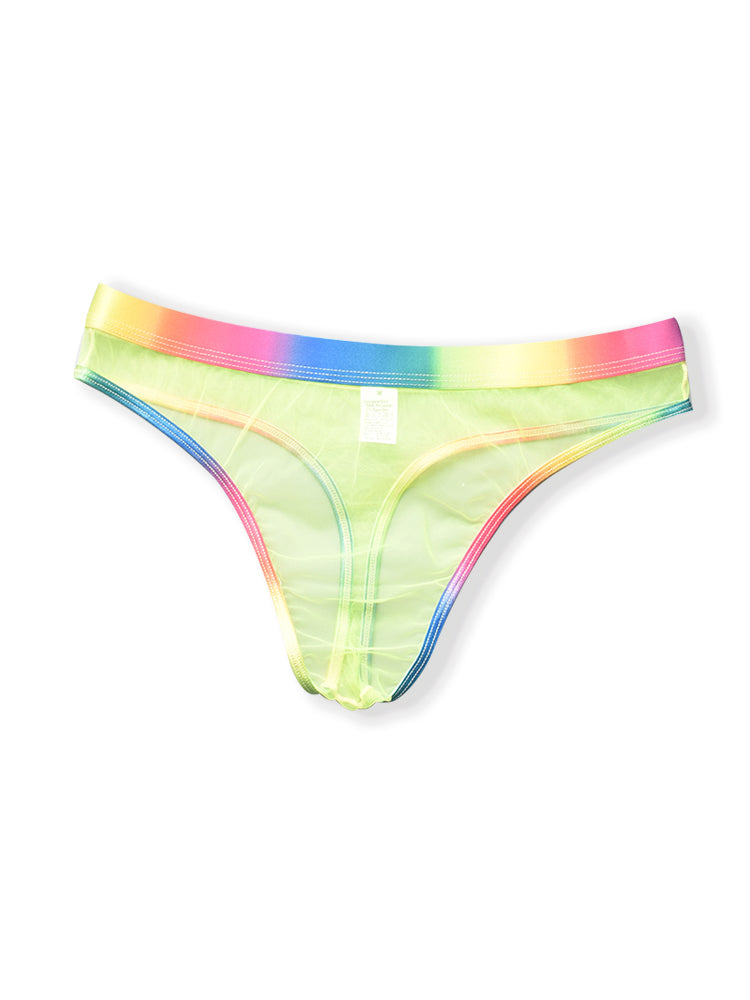 3-pack Men's Rainbow Trim Sheer Mesh Thong