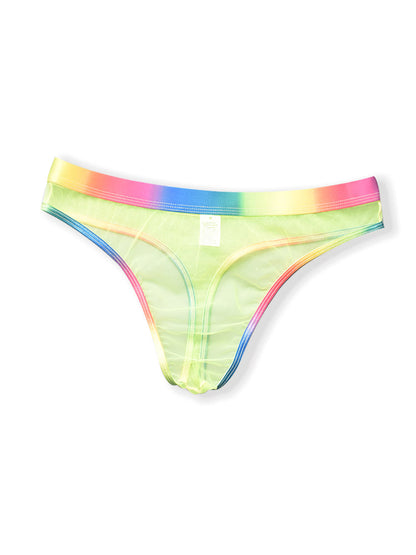3-pack Men's Rainbow Trim Sheer Mesh Thong