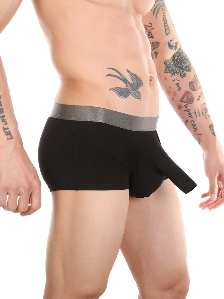 Men's Dual Ball Pouch Trunks With Fly Front
