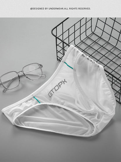 2 Pack Men's Ice Silk Single Layer U-Convex Low-Rise Sexy Semi-Transparent Bikini
