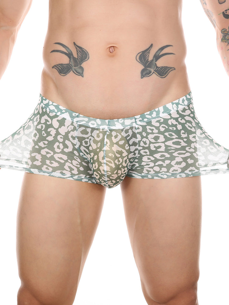 Leopard Print See-through Mesh Trunks