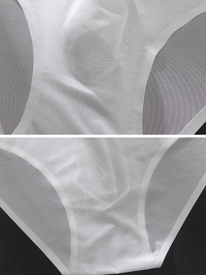 Men's Letter Print Ice Silk Briefs - Sexy Breathable Low-Rise Underwear
