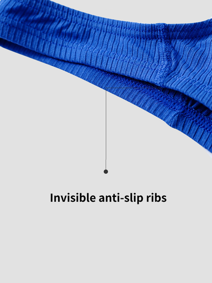 2-pack Men's Ribbed Low-rise Solid Color Thong
