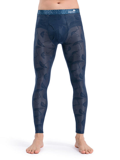 Men's Sexy Transparent Ice Silk Jacquard Seamless Tights Warm Pants