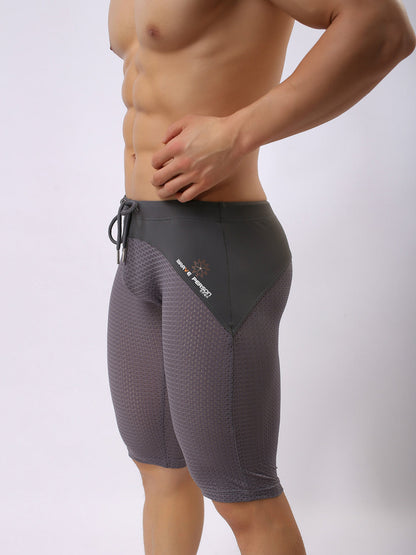 Men's Athletic Compression Tight Shorts with Drawstring