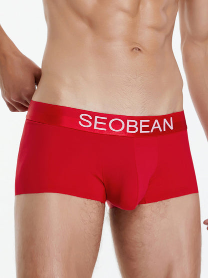 3 Pack Men's  Ice Silk Solid Color Breathable Antibacterial Trunks