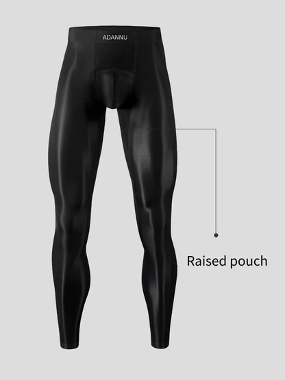 Men's Breathable Semi-transparent Sexy Black Silk Large Pouch Leggings