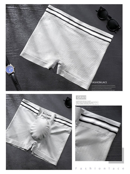 3 Pack ALLMIX Men's Sexy Striped Seamless Low Waist Boxers Briefs