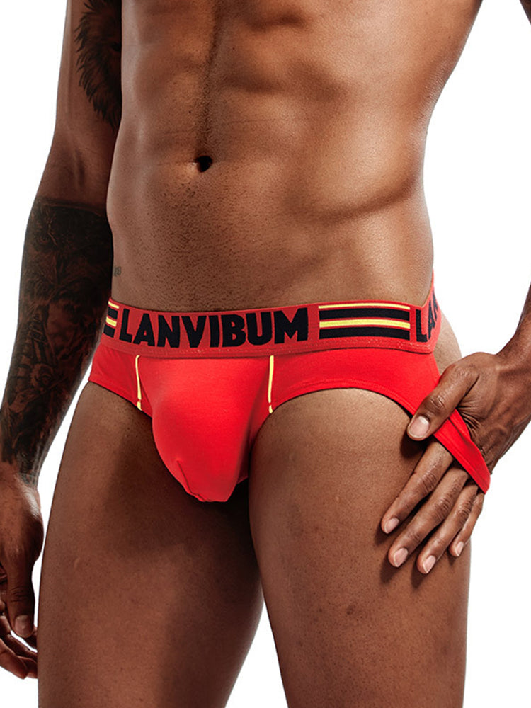 2 Pack Men's Cotton Low-Rise U-Convex Solid Color Jockstrap