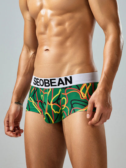 2 Pack Men's Comfortable Breathable Messy Lines Polyester Boxer Briefs