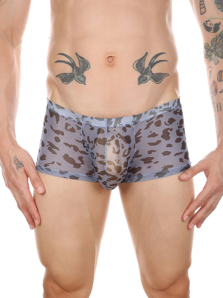 Leopard Print See-through Mesh Trunks