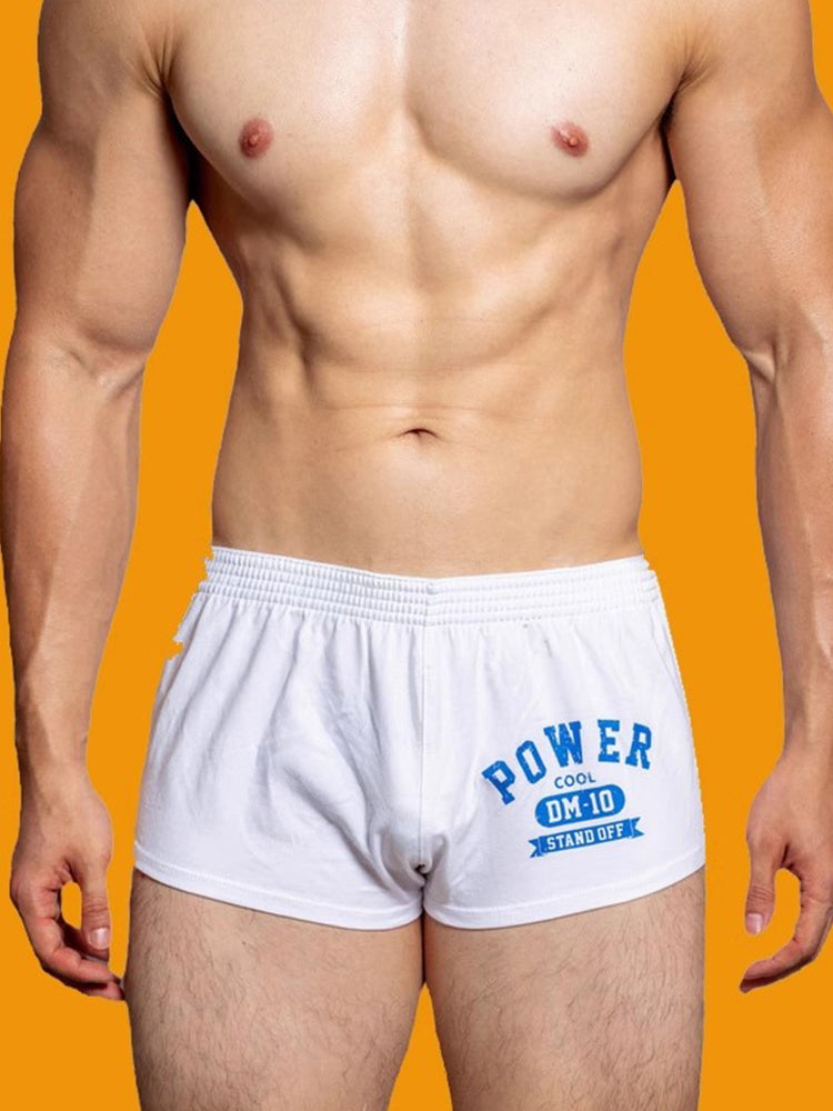 Men's DM Printed Lettering Low Waist Sexy Cotton Boxer Shorts