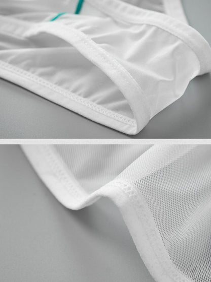 2 Pack Men's Ice Silk Single Layer U-Convex Low-Rise Sexy Semi-Transparent Bikini