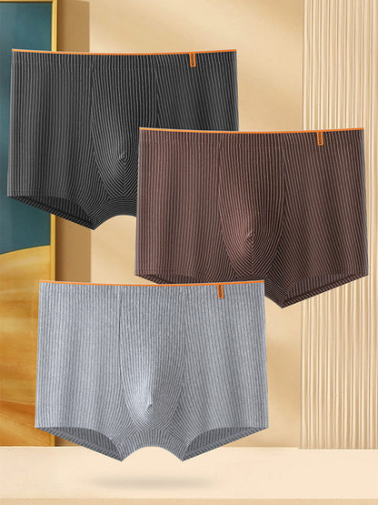 4 Pack Men's Striped Printed Breathable Cotton Trunks