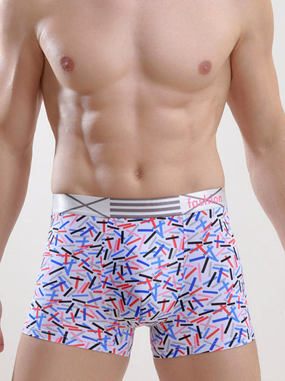 Men's Ice Silk Sexy Breathable Printed Boxers Briefs