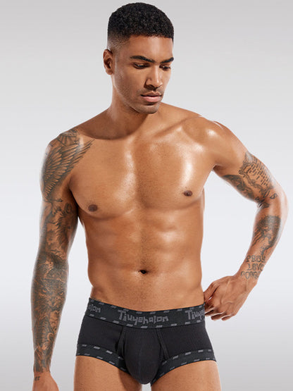 Men's Threaded Fabric Pouch Trunks With Fly