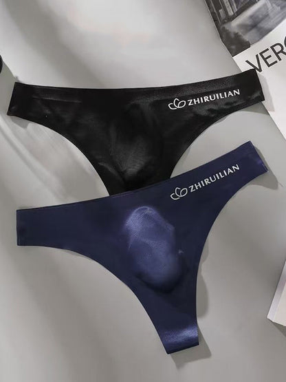4-pack Men's Sexy Solid Color Letter Seamless Thong
