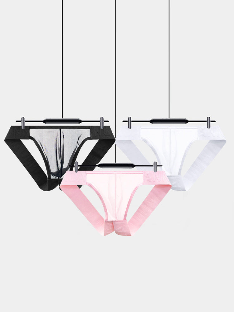 2 Pack Men's Nylon Semi-Transparent Sexy Jockstrap