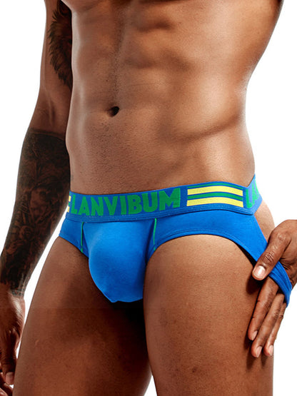 2 Pack Men's Cotton Low-Rise U-Convex Solid Color Jockstrap