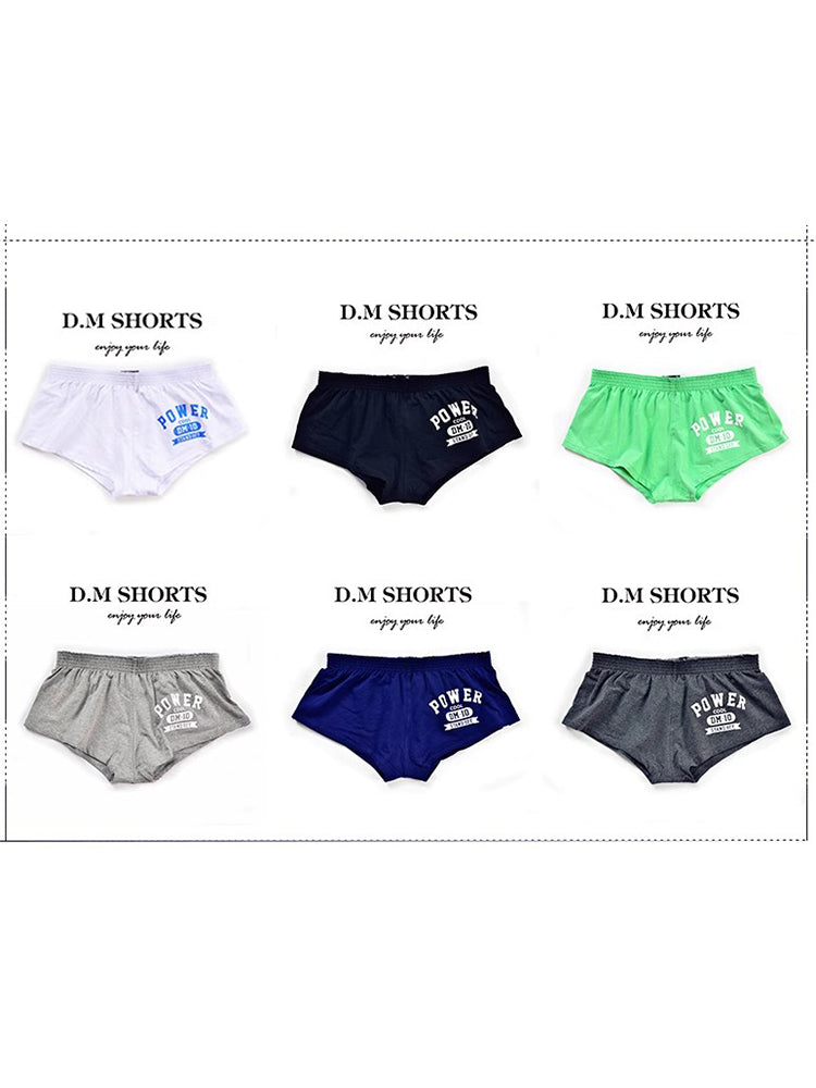 Men's DM Printed Lettering Low Waist Sexy Cotton Boxer Shorts