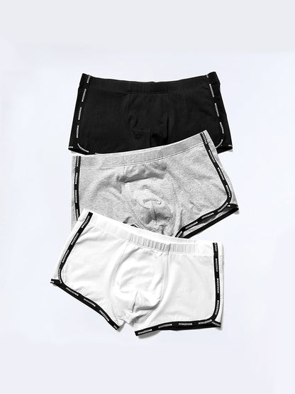 Men's Letter Trim Applique Cotton Trunks
