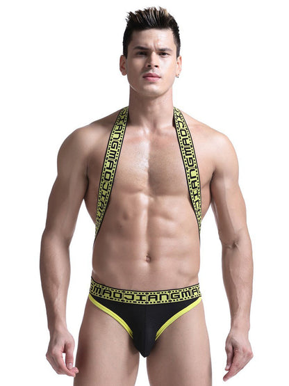 Men's Sexy Mesh U-convex Large Pouch Breathable Vest One-piece Suspender T-back