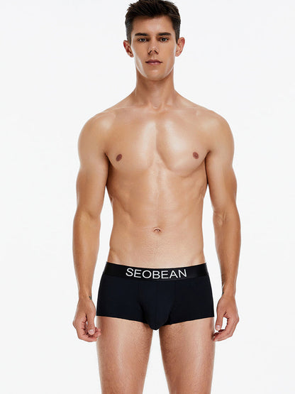 3 Pack Men's  Ice Silk Solid Color Breathable Antibacterial Trunks
