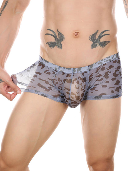 Leopard Print See-through Mesh Trunks
