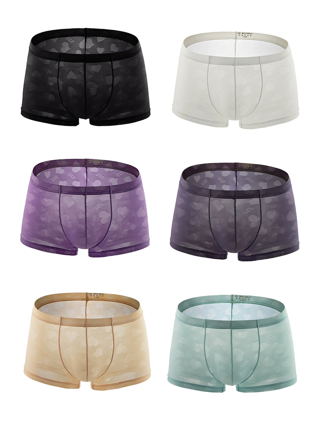 3- Pack Men's Sexy Heart Mesh Trunks